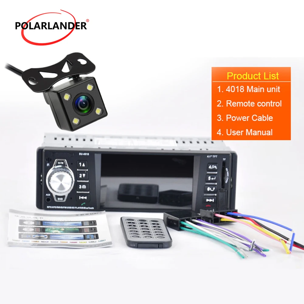 MP5 MP4-плеер с поддержкой камеры заднего вида 4 1 дюйма 12 В USB/SD/1 Din | Автомобили и