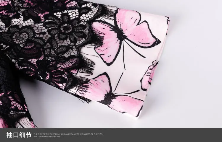 2017 летнее стильное кружевное лоскутное шифоновое платье с принтом бабочки для