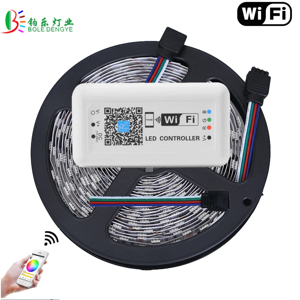 5050 светодиодный wifi RGB Светодиодная лента 15 м ленточный светильник не водонепроницаемый 5 м 10 м RGB 60 светодиодный/м беспроводной wifi управление смартфон управление Лер