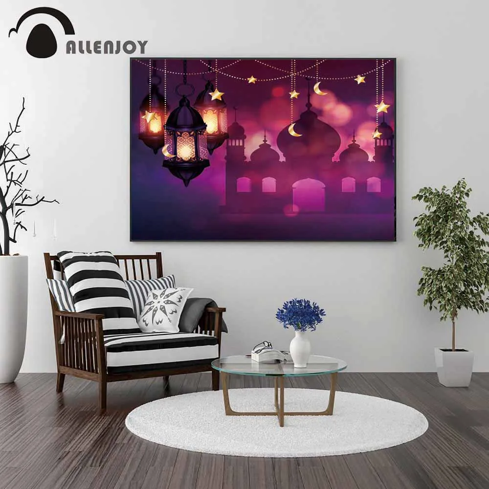 Allenjoy фуксия плакаты Eid фестиваль арабских мусульман фонари Луны Звездные
