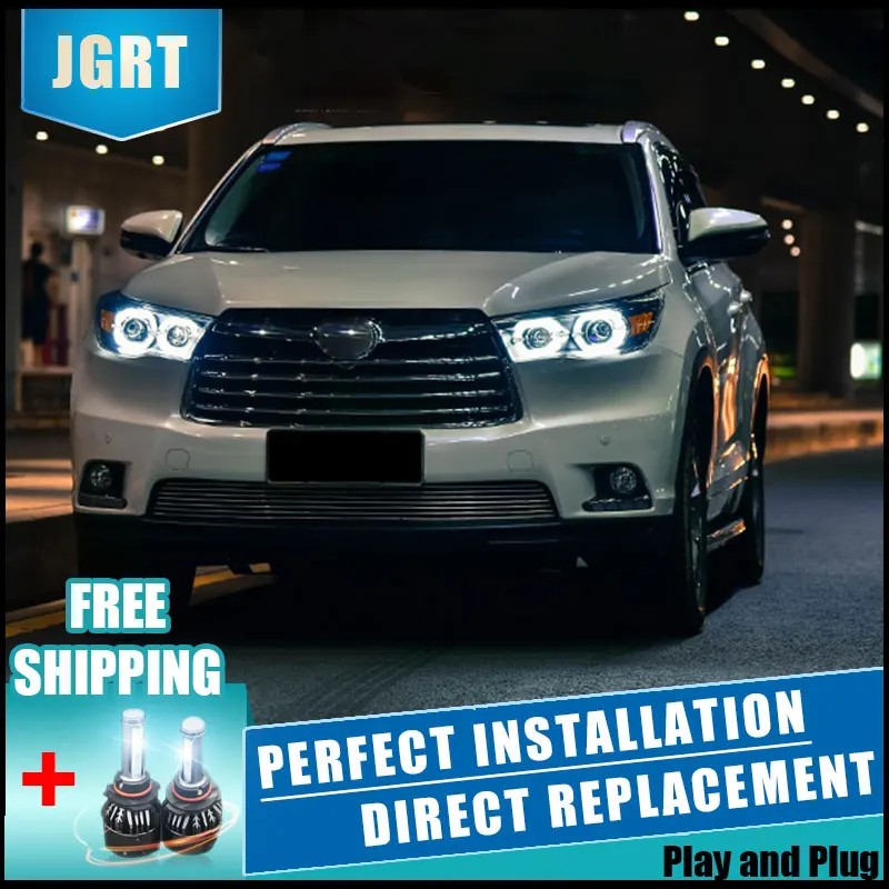 2PCS LED Headlights For Toyota Highlander 2015-2019 Car Led Lights Double Xenon Lens Accessories Daytime Running | Автомобили и