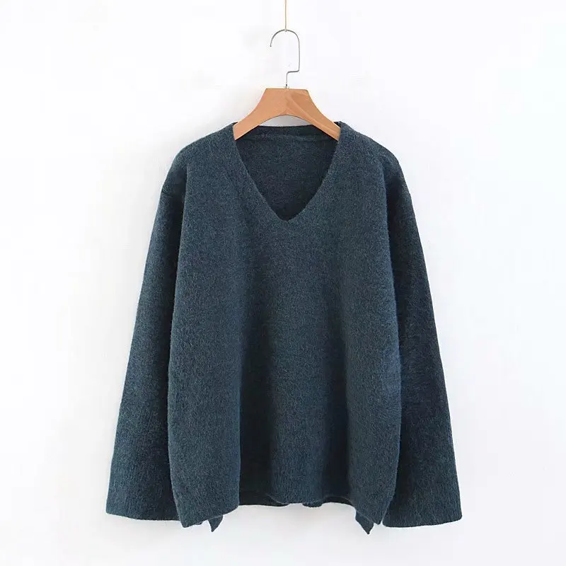High Quality 2018 Casual Women Cashmere Sweaters Winter Pullovers V Neck Basic Clothes Woman Knitted Sweater Oversized Pullover | Женская