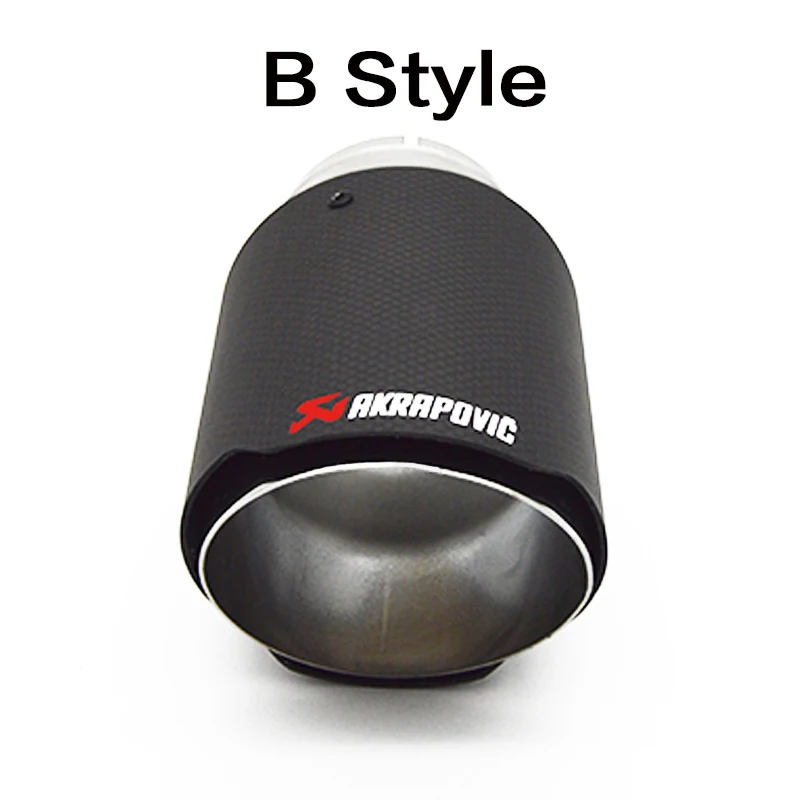 1X Universal Car Styling Akrapovic Exhaust End Tips Carbon Fiber Muffler Pipe For VW BMW Toyota Lexus Automobiles Accessories | Автомобили