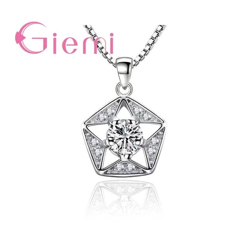 

Star Contains Big Bright Cubic Zirconia Different Design 925 Sterling Silver Necklaces Pendant For Women Mother Jewelry