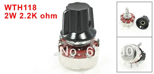 WTH118 2 K 2K2 3K3 4K7 ohm 5% 2W вращающийся с одним поворотом линейный потенциометр