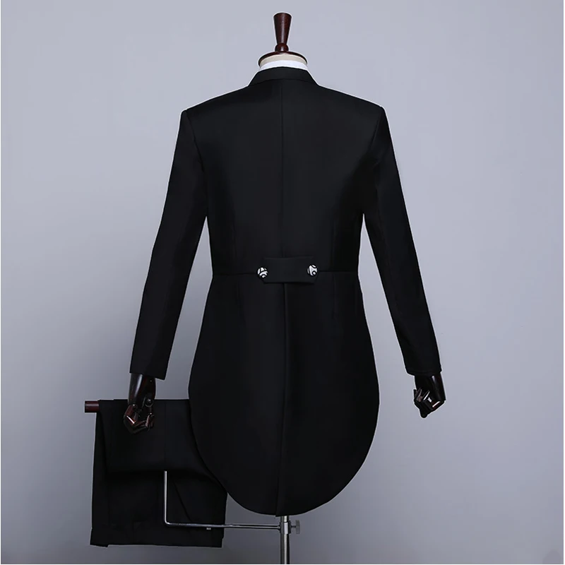 Shenrun Men Fashion Tailcoats Slim Fit Tuxedos Pattern Peak Lapel Wedding Grooms Party Prom Stage Costumes Singers Skinny Suits