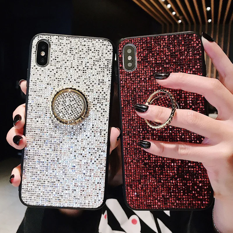 Роскошный блестящий винтажный Чехол винного цвета с подставкой для iPhone 7 7Plus 8 6s 6