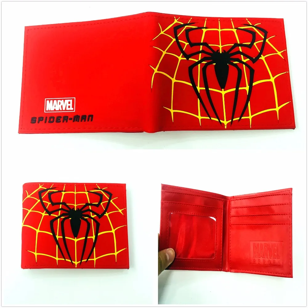 Популярный супер герой Аниме Бумажник Мстители Человек паук Кожаный Милый