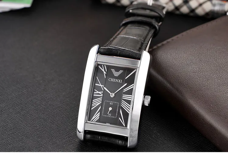 Модные роскошные мужские кварцевые часы CHENXI с кожаным ремешком простые