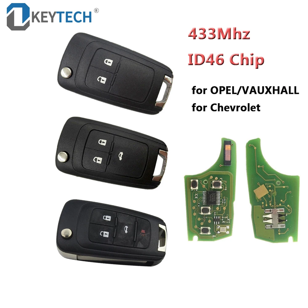 Дистанционный ключ OkeyTech 433 МГц ID46 чип 2/3/4 BTN для Chevrolet Malibu Cruze Aveo Spark Sail OPEL/VAUXHALL Astra J