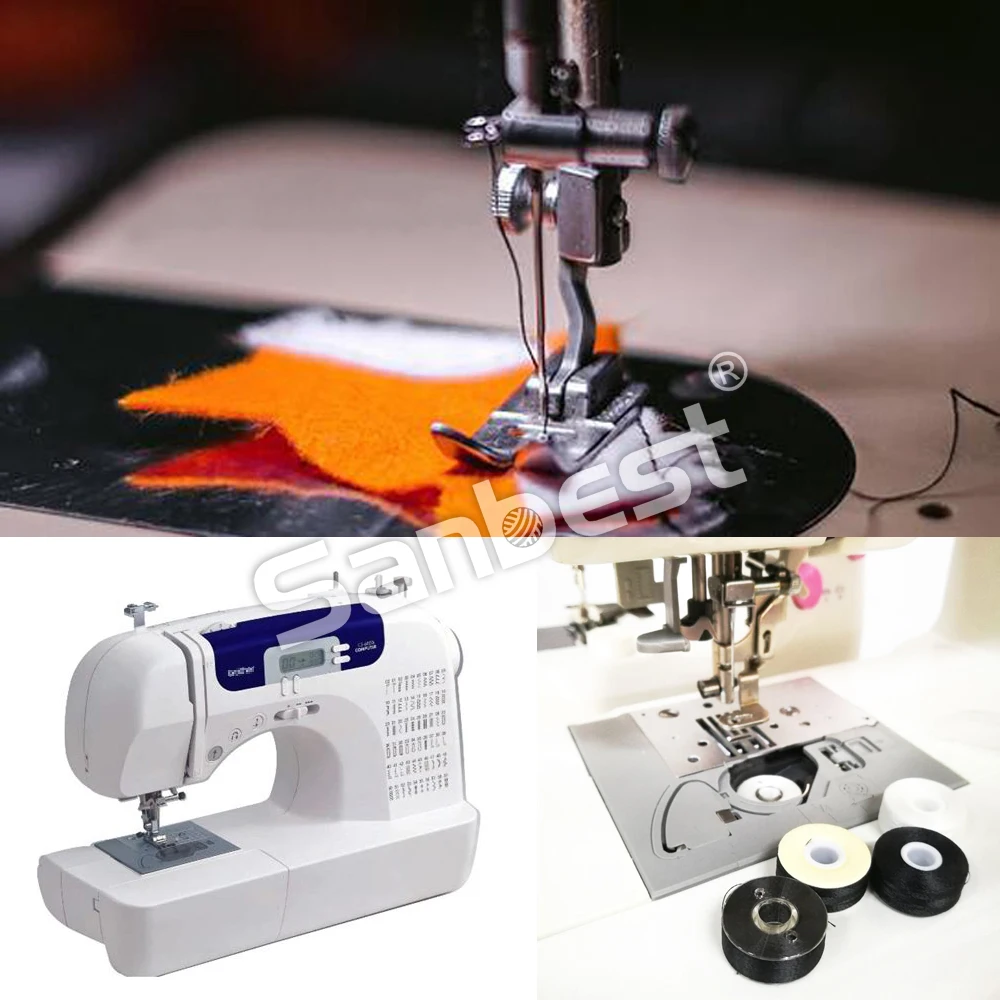 Sanbest класс 15 предварительно намотанная катушка для машинной вышивки белая и