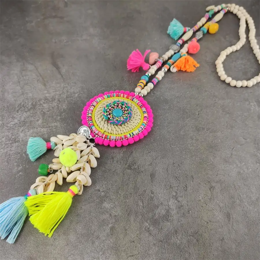 Деревянные бусины богемное женское ожерелье бохо ювелирные изделия Strand Shell