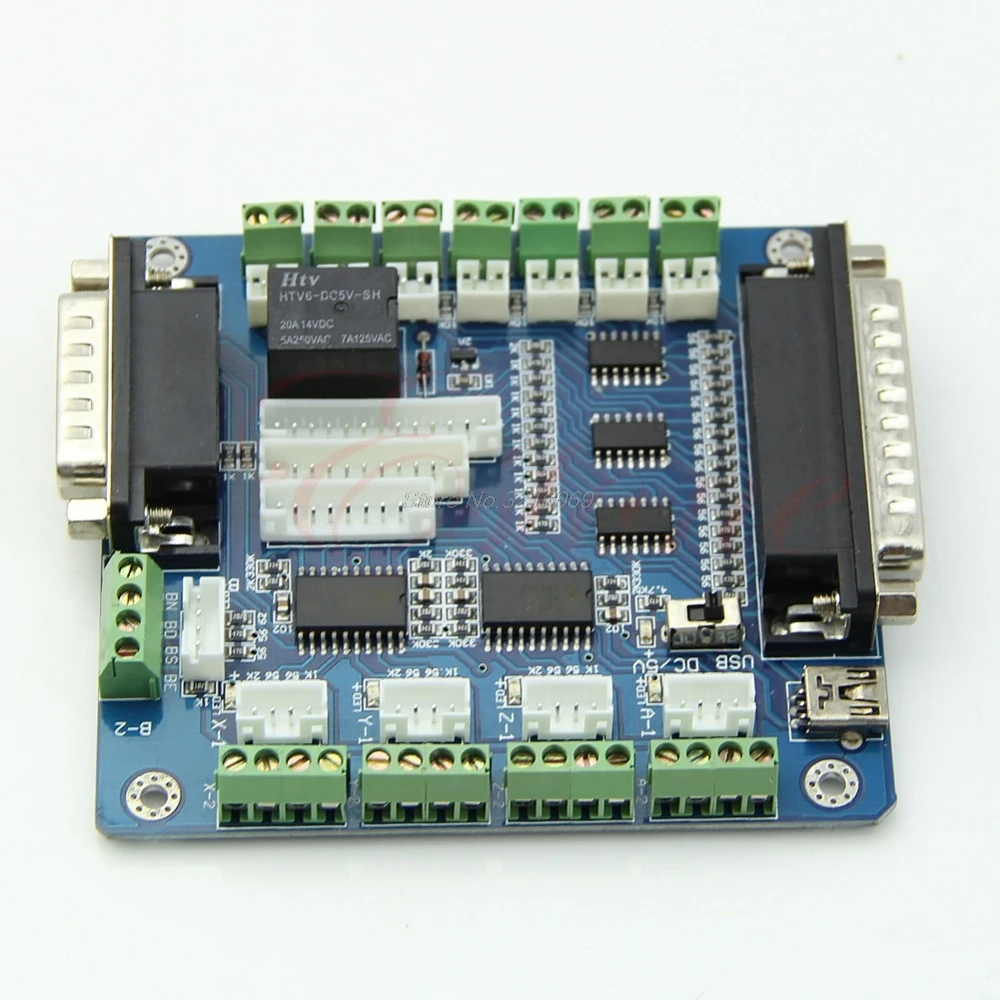 Плата Интерфейс адаптер для шагового двигателя + USB DB25 Кабель 5 осей CNC Breakout