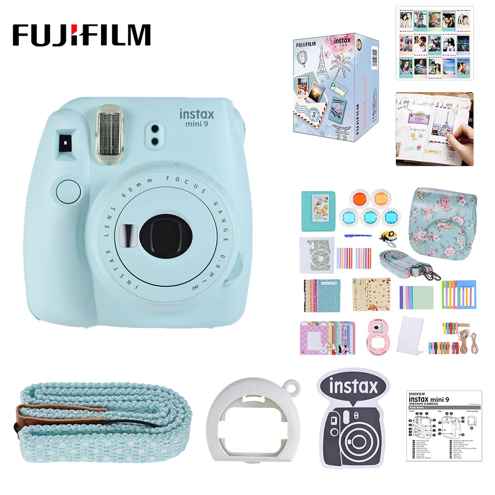 5 цветов Fujifilm Instax Mini 9 мгновенная камера фото камера+ 30 листов Fujifilm Instax Mini пленка+ 13 в 1 комплект камера сумка чехол