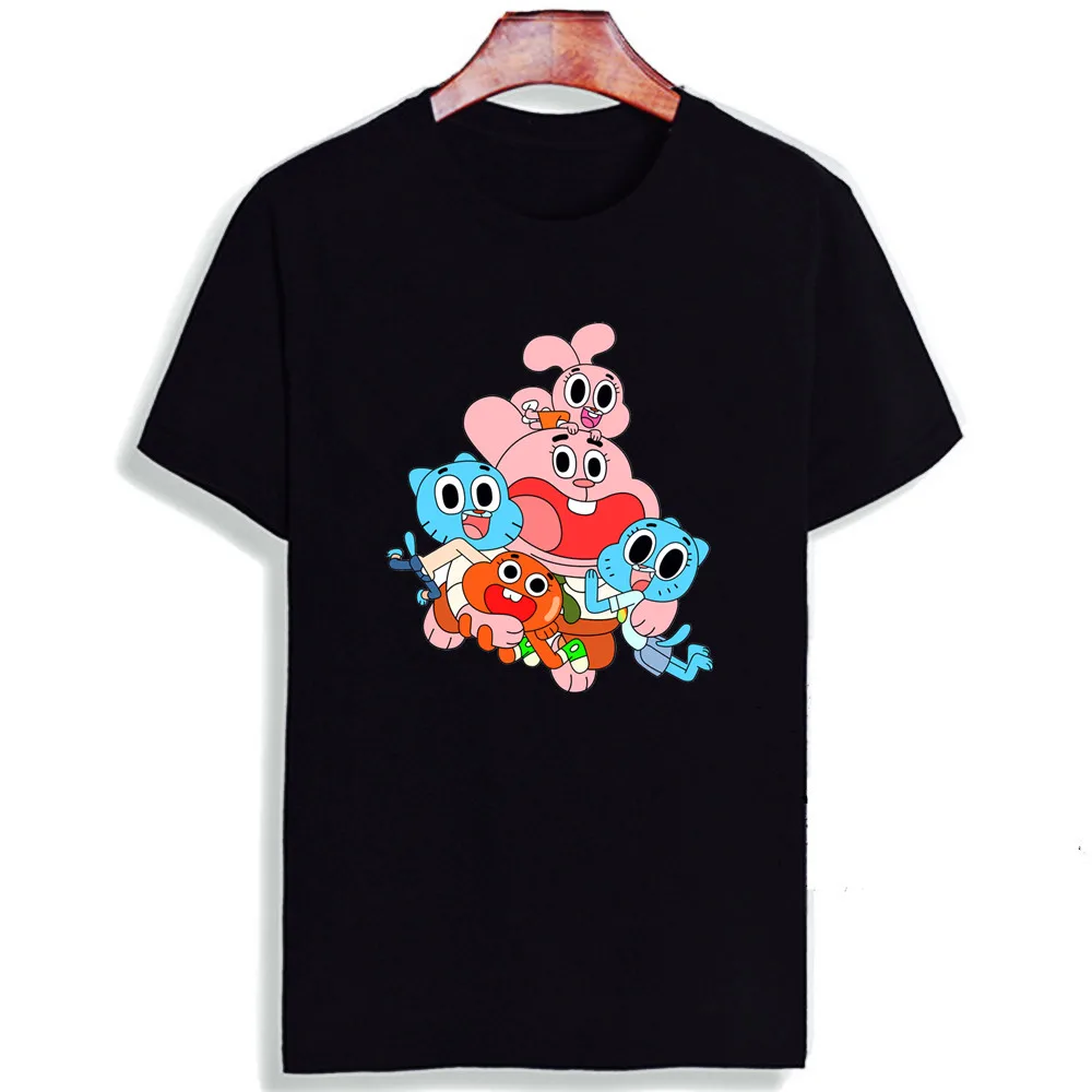 Мода Kawaii TShirt Gumball удивительный мир мультфильм печатных хлопок футболки Повседневная футболка с круглым вырезом унисекс