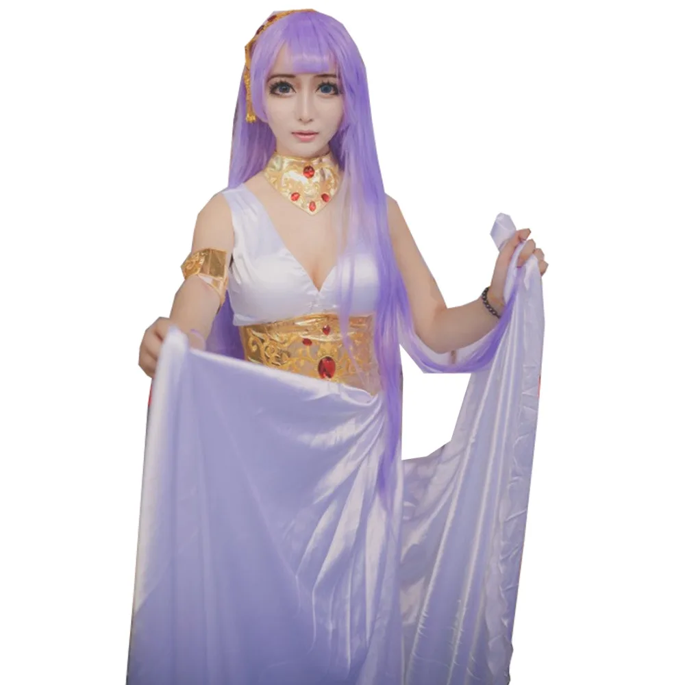 Костюм для косплея Saint Seiya The Lost Canvas Sasha(Athena) белое платье с аксессуарами 2019 |
