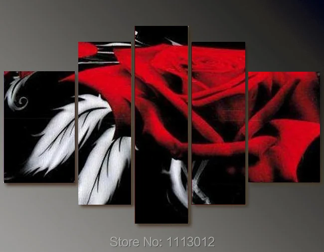 

100% Hand Painted High Quality Red Abstract 5P Rose Flower Decoration Oil Painting On Canvas Home Wall Modern For Living Room