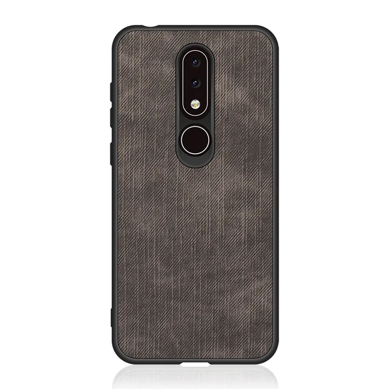 Gray SRHE для Nokia X6 чехол для Nokia 6,1 Plus из искусственной кожи и джинсовой ткани, мягкое Силиконовое полное заднее покрытие для Nokia X6 TA-1099 - Цвет: Gray