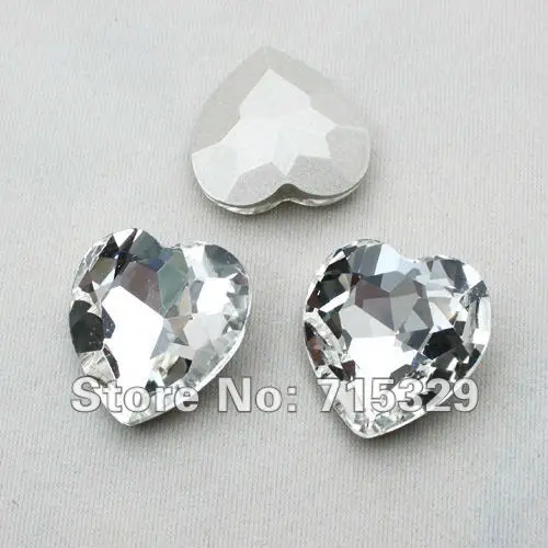 50 шт./лот кристально прозрачные стразы в форме сердца для самостоятельного