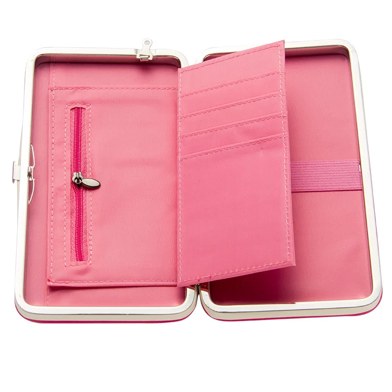 Женские кошельки модные женские кожаные с вышивкой металлический кошелек