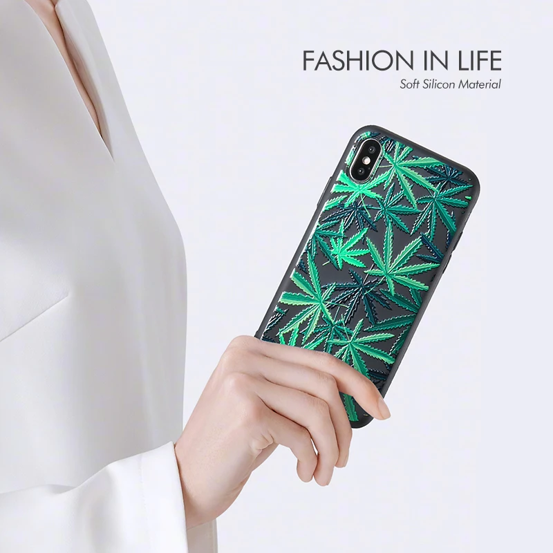 Натуральные листья узор 3D рельефный Телефон чехол для iPhone 6 S 7 8 Plus X Чехол