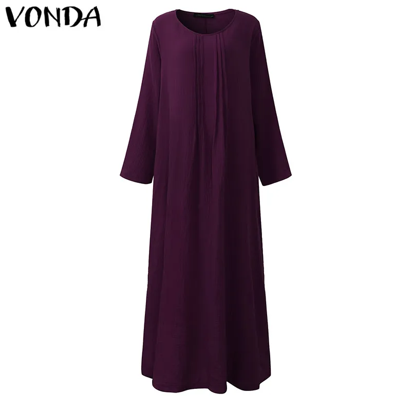 VONDA, весна-осень, длинное платье макси для беременных женщин, v-образный вырез, длинный рукав, Повседневная Свободная одежда для беременных, Одежда для беременных, Vestidos