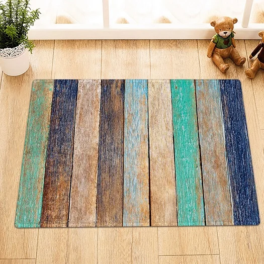 Only mat60x40cm Серый зеленый черный коричневый деревянная доска печать занавеска для душа 12 крючков наборы детской ванной коврик Водонепроницаемый полиэстер ткань - Цвет: Only mat60x40cm