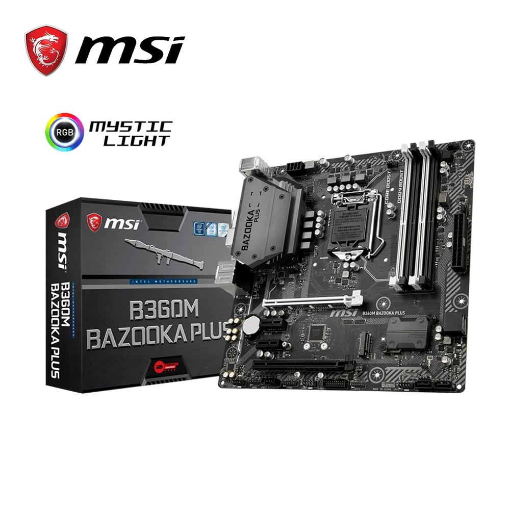 Материнская плата msi B360M BAZOOKA PLUS 64G планшетный ПК Чипсет 4xsata c8 Channel HD аудио DDR4 2400HMz