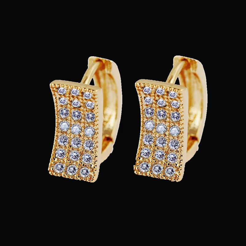 Большие прямоугольные серьги с белым кристаллом из циркония|Серьги-кольца| |