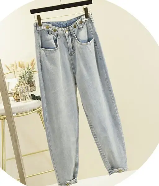 Light Blue Новинка, Джинсы бойфренда, винтажные, с высокой талией, джинсы для женщин, весна-лето, джинсовые штаны-шаровары, Свободные повседневные брюки, джинсы для мам - Цвет: Light Blue