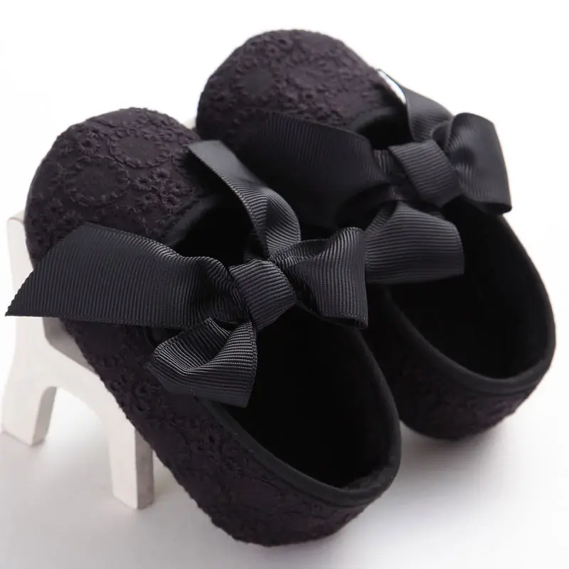 

Cute baby shoes first walkers Toddler Infant Baby Girl Boy Flower Bowknot Shoes Crib Shoes Soft Sole Prewalker Black White 0-18M