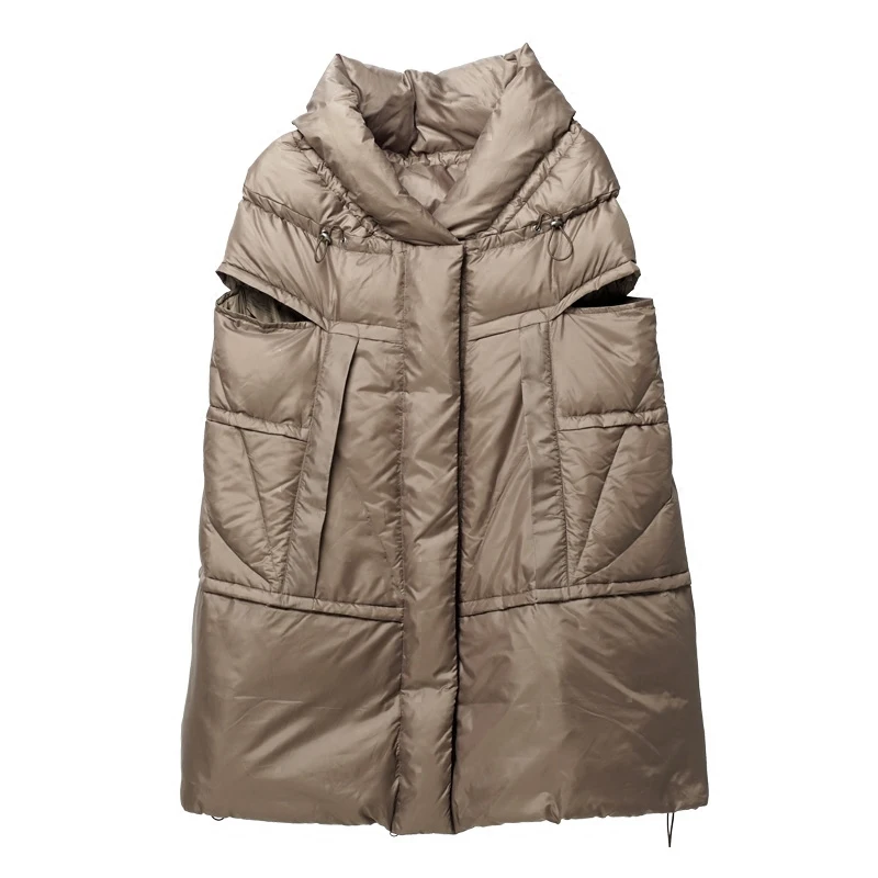 Женский пуховик LYNETTE'S Белый свободный на шнурке с белым гусиным пухом Осень