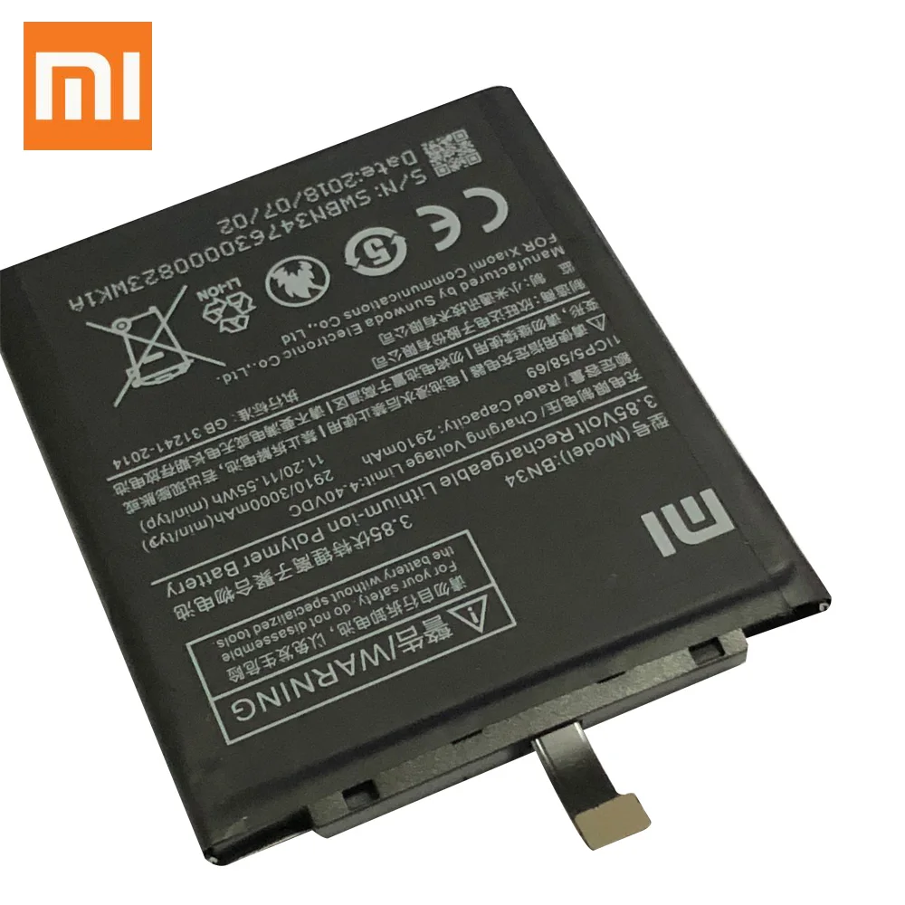 Оригинальный аккумулятор для телефона Xiaomi Redmi 5A 5 0 &quotBN34 2910 мАч|Аккумуляторы