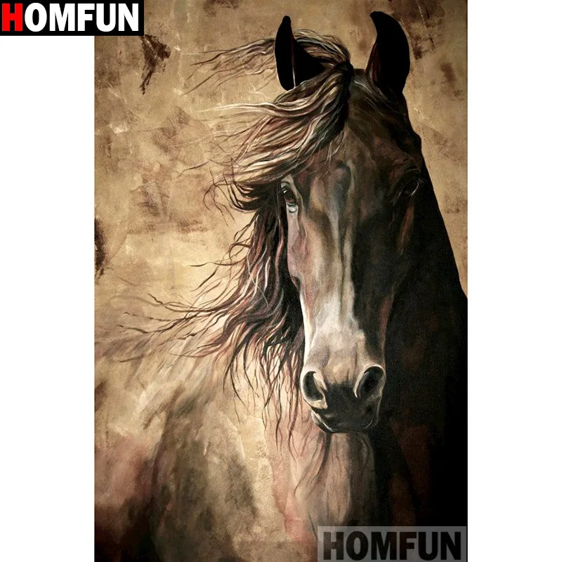 Алмазная 5D Вышивка HOMFUN Лошадь картина сделай сам с полными квадратными/круглыми