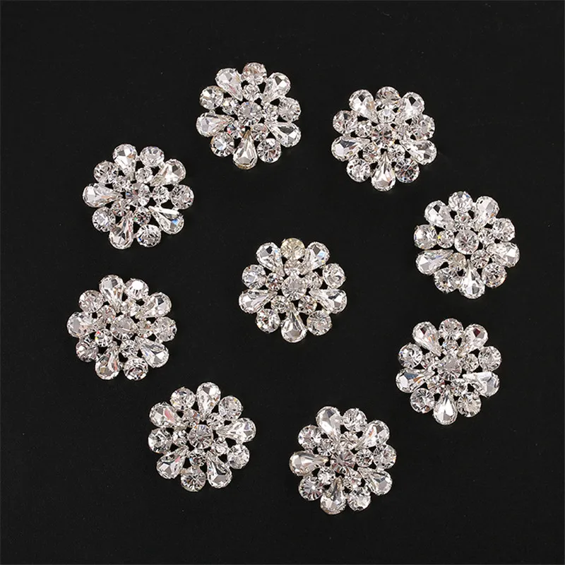Shinyornavent * пуговицы металлические 27 мм Свадебные бутоньерки прозрачные кристаллы