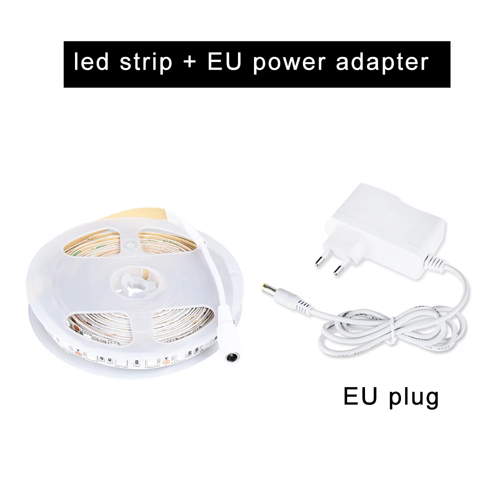 EU plug set Полный спектр Светодиодная лента для выращивания растений Фито лампа 1-5 м IP33 IP65 водонепроницаемая красная синяя лента для выращивания палаток DC 12 В адаптер питания - Испускаемый цвет: EU plug set