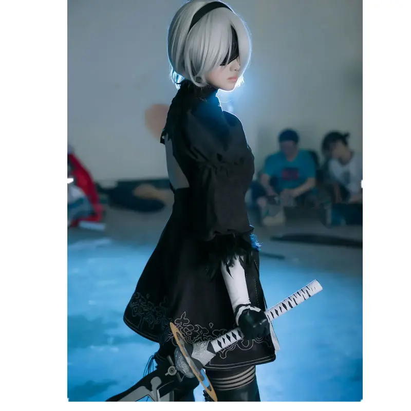Игра nier automatas Косплей Йорга No 2 type B Косплей костюмы Йорга 2 B женское сексуальное черное платье Йорга 2b полный комплект летнее платье