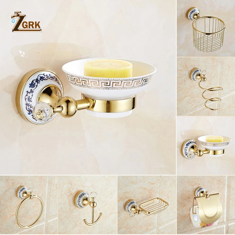 zgrk bathroom wall mount all copper chrome design paper roll holder toilet gold paper holder tissue box bathroom accessories free global shipping