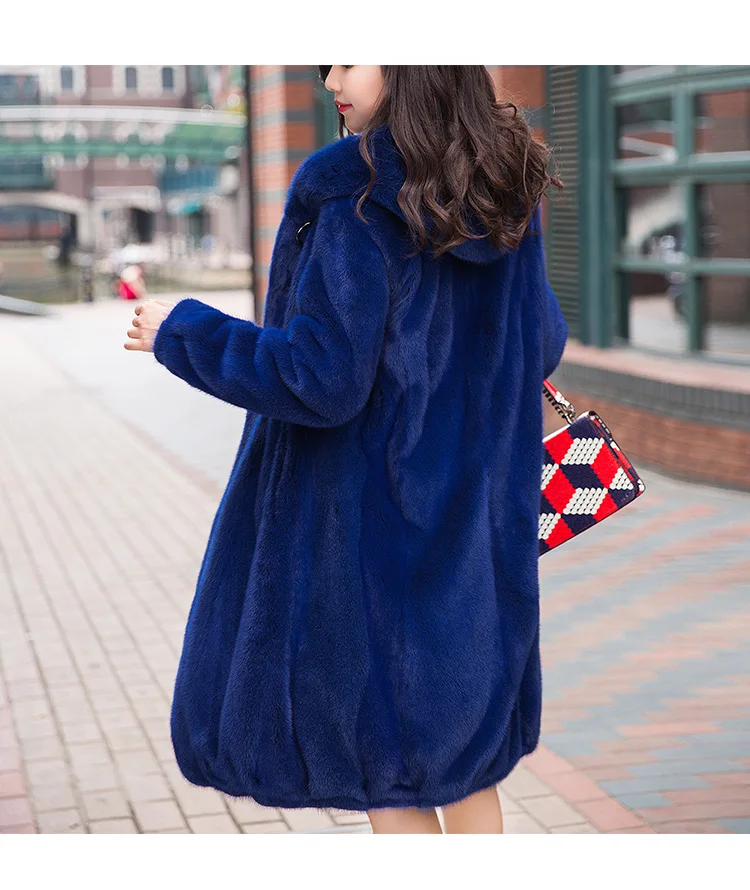 Mink Fur Velvet Jacket Real Fur Coat Double-faced Female Elegant Winter Coat Women Hooded Tops Long Coats Women Tops ZT262