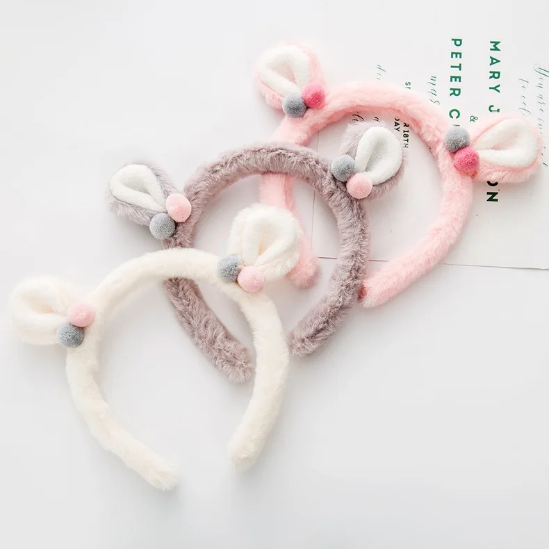 Handmade 10pcs Fashion Cute Fur Bear Ears Hairbands Color Pom Animal Hair Sticks Princess Headwear Accessories | Аксессуары для