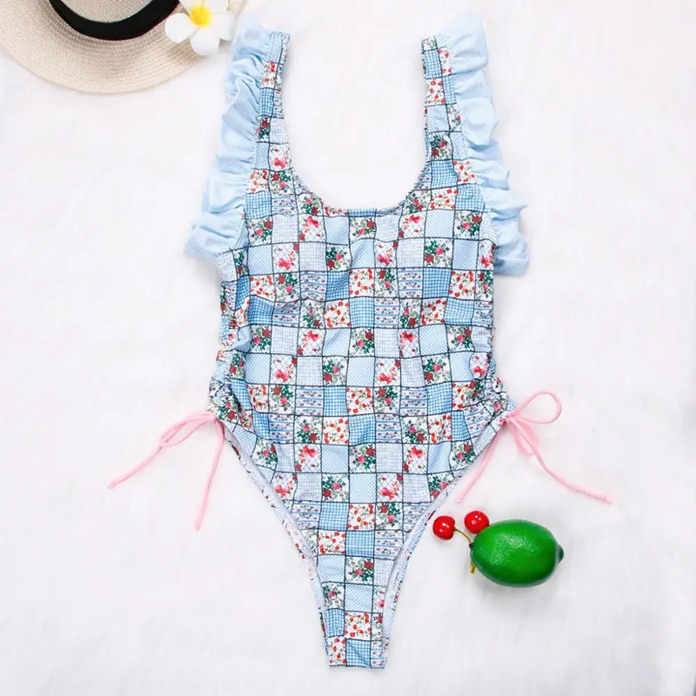 Женское сексуальное бикини с оборками u образный вырез бретельки на бретельках