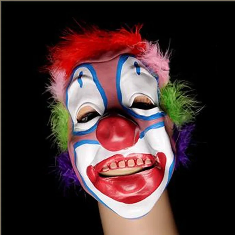 Funny Full Face Rubber Latex Clown Mask Feather Circus Masks Kids Adults Party Halloween Birthday|latex clown mask|mask kidsclown mask |