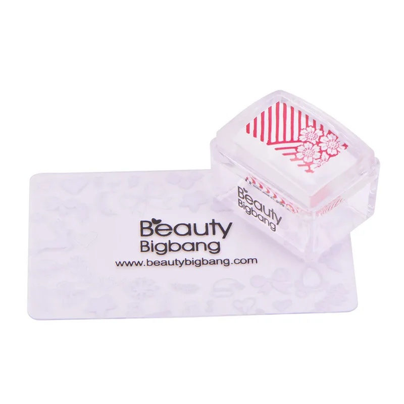 BeautyBigBang 1 комплект прямоугольник желе силиконовые ногтей штампа Прозрачная Ручка Маникюр Stamp трафареты штампа для тиснения
