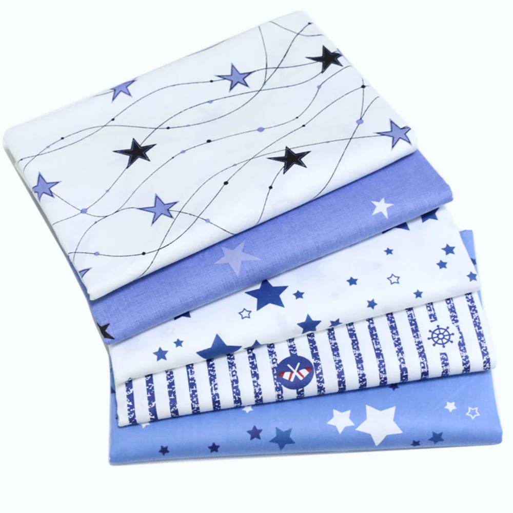 Новое голубое Белое Хлопковое одеяло со звездами для шитья в стиле пэчворк и