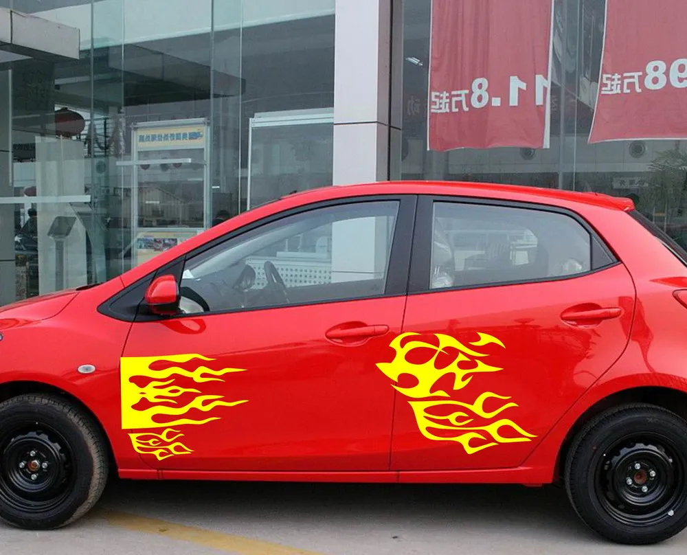 Автомобильные наклейки гоночные огненные пламени для M2 TIIDA Fit Jazz виниловые на