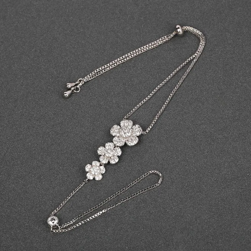 MECHOSEN изысканный трехцветный цветок браслет циркон медь двухслойные ювелирные