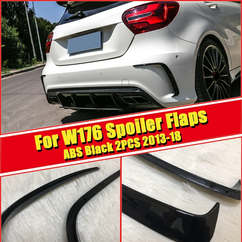 1 пара автомобиля Черный ABS задний бампер сплиттер Спойлеры Canard для Mercedes для Benz W176 A200 A250 A45 Для Amg 2013-16