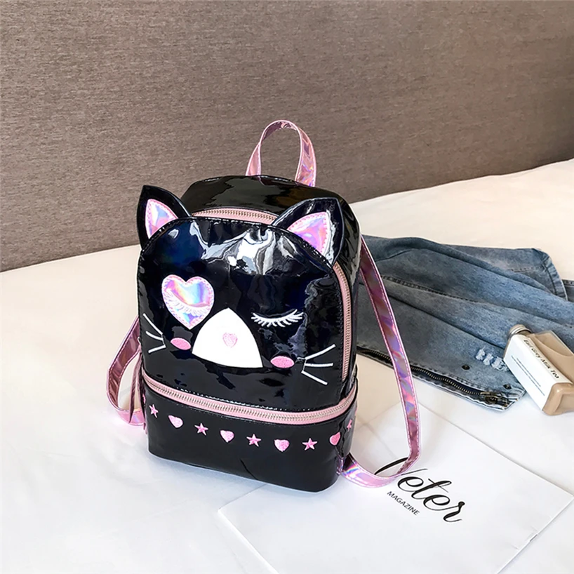 Aelicy милый кот мультфильм рюкзаки для женщин Мода Новые милые школьные сумки для девочек мода лазер личности лазерные рюкзаки водонепроницаемый