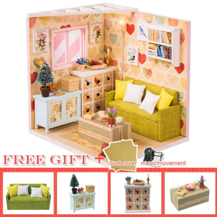 M10F-C Кукольный домик Cutebee миниатюрная мебель кукольный домик DIY Миниатюрные домики комнаты Каса игрушки для детей DIY кукольный домик M09F - Цвет: M10F-C