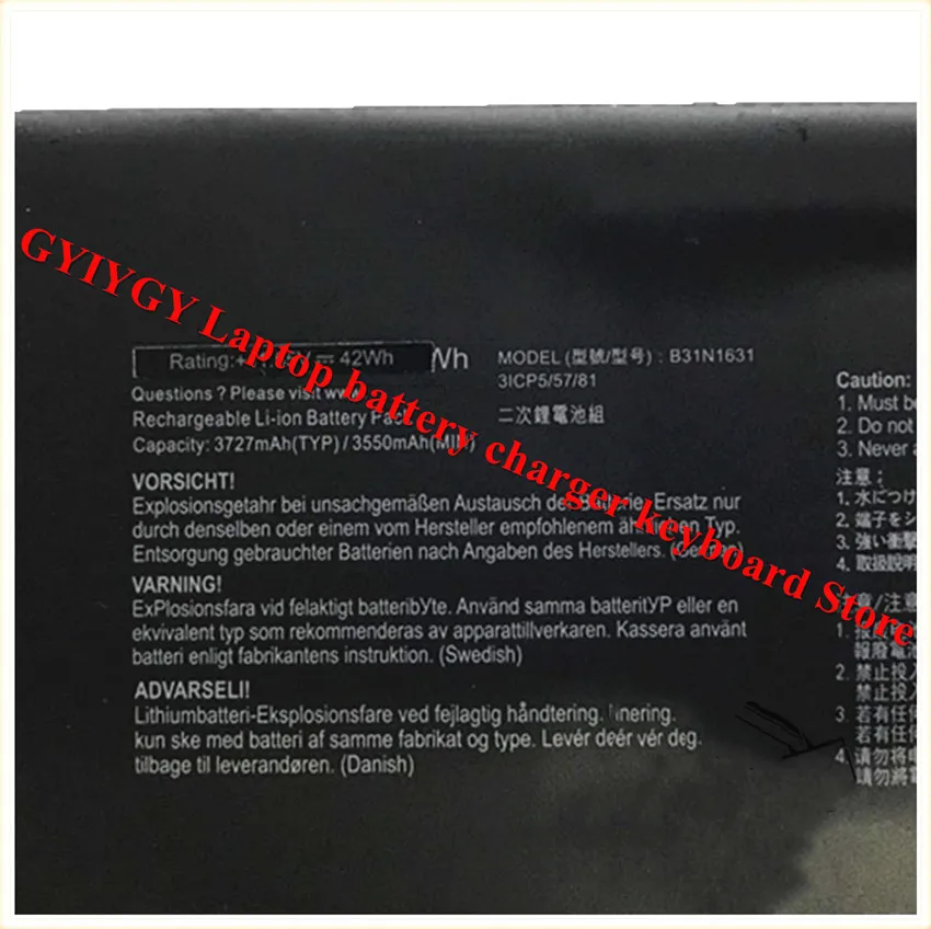 Аккумуляторы для ноутбуков B31N1631 VivoBook 15 X505BP X505BP-3F F505BA X505BA X505BA-3F 11 55 V 3 cell |